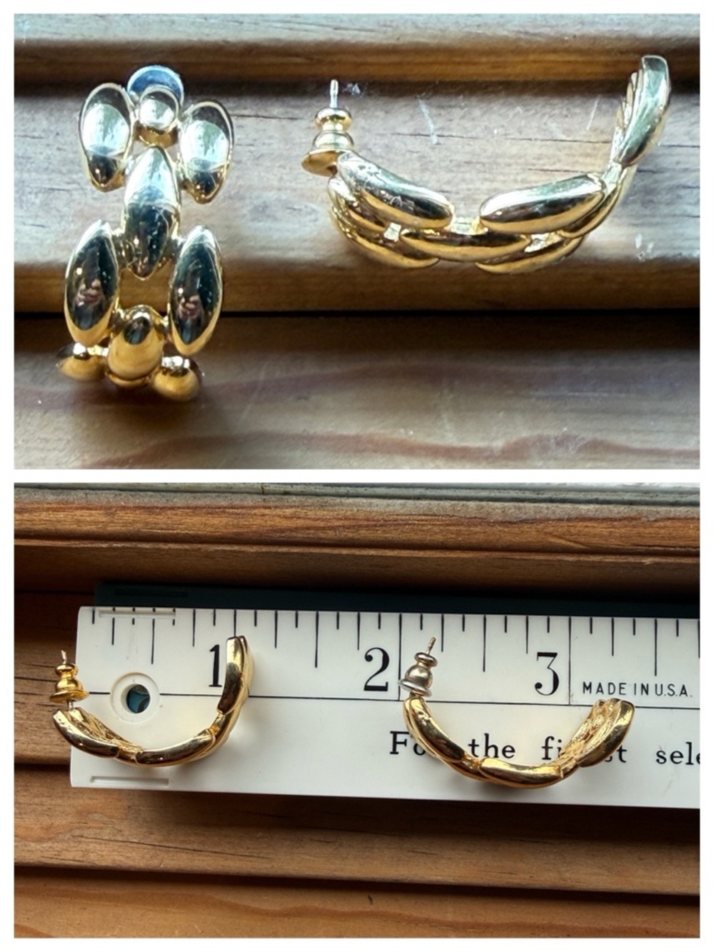 1990s Givenchy Polished Gold Weave hoop Earrings Pierced - Picture 10 of 12